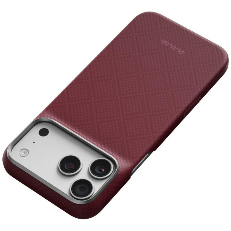 PITAKA Edge Case Argyle MagSafe -suojakuori Apple iPhone 18 Pro Max / 17 Pro Max -puhelimelle, viininpunainen