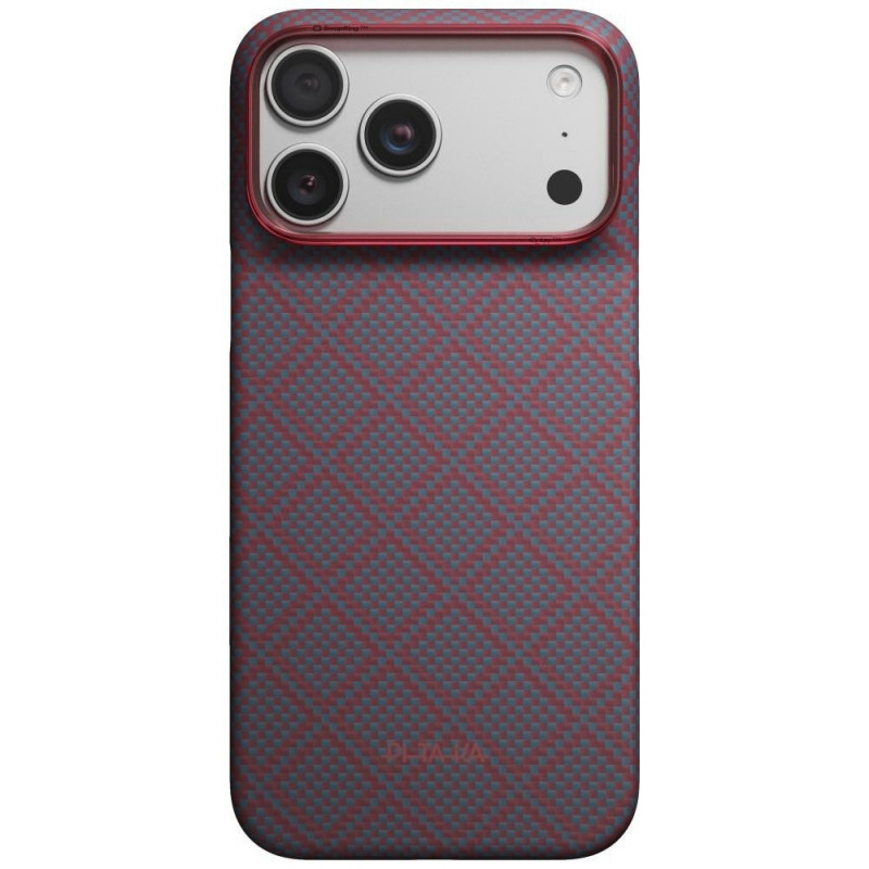 PITAKA Edge Case Argyle MagSafe -suojakuori Apple iPhone 18 Pro Max / 17 Pro Max -puhelimelle, sinipunainen