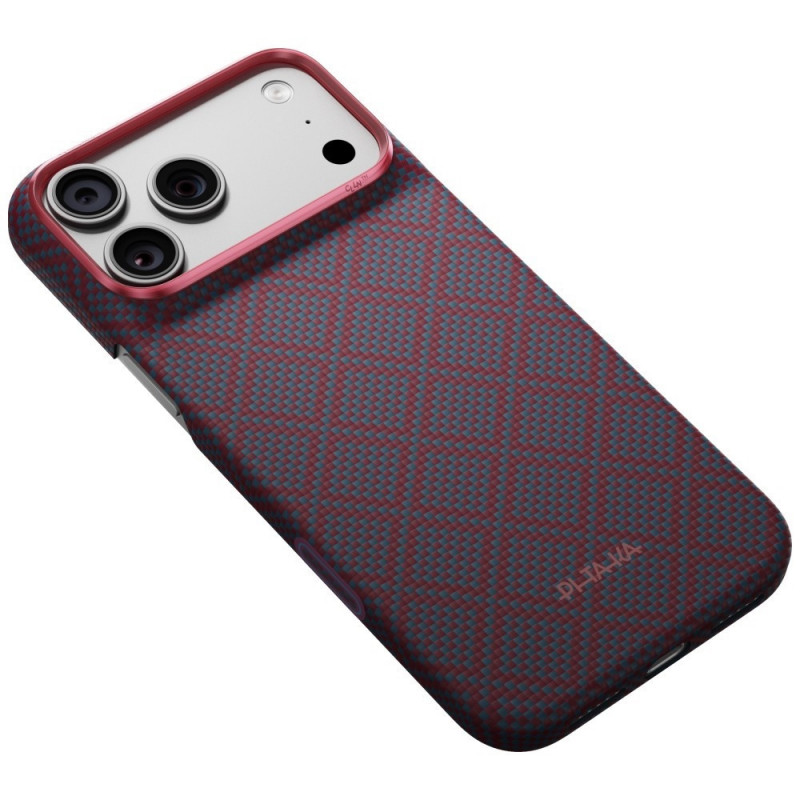 PITAKA Edge Case Argyle MagSafe -suojakuori Apple iPhone 18 Pro Max / 17 Pro Max -puhelimelle, sinipunainen