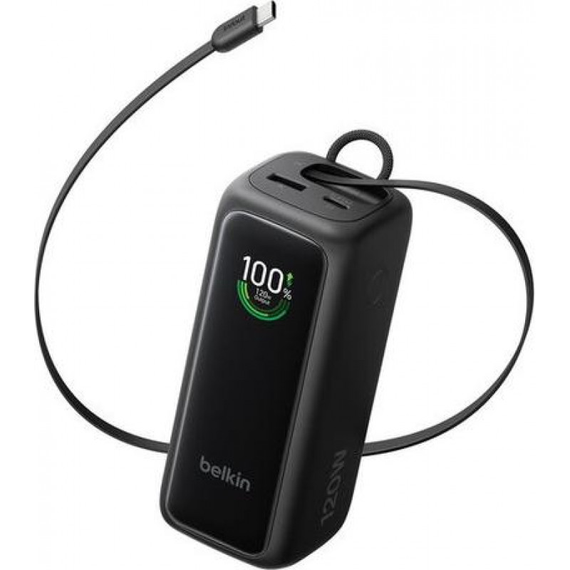 Belkin UltraCharge Smart Display Power -varavirtalähde BPB042HQBK, PD 120 W, sisäänvedettävä USB-C-kaapeli