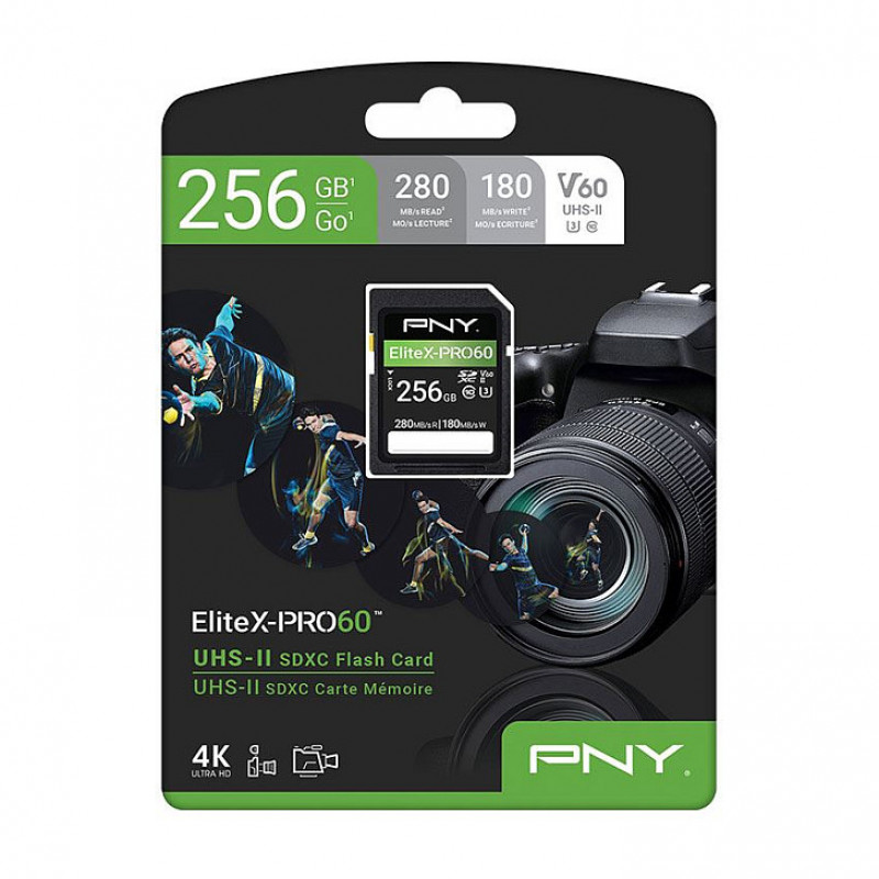 PNY EliteX-PRO60 SDXC-muistikortti 256 GB, UHS-II, Class 10, P-SD256V60280EXP6-GE