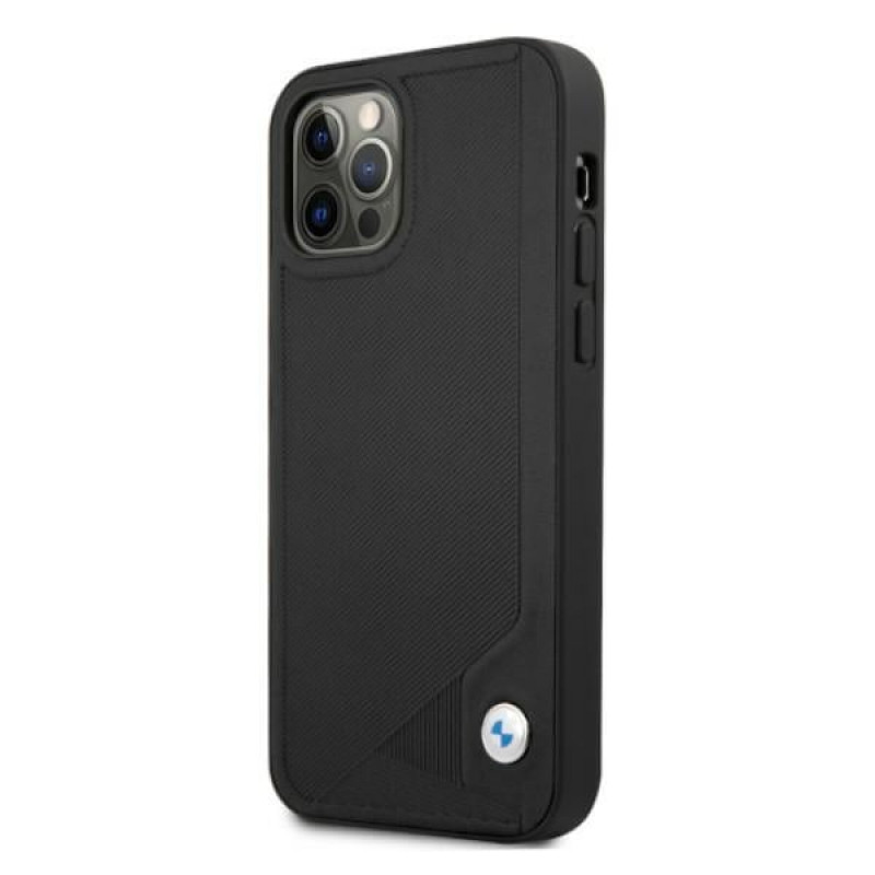 BMW BMHCP12LRCDPK Apple iPhone 12 Pro Max -kovakotelo Leather Deboss, musta