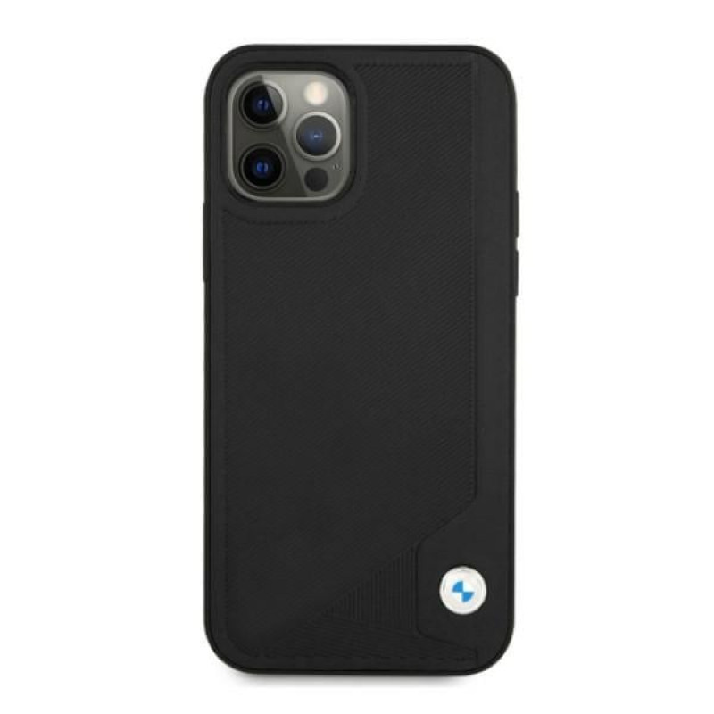 BMW BMHCP12LRCDPK Apple iPhone 12 Pro Max -kovakotelo Leather Deboss, musta