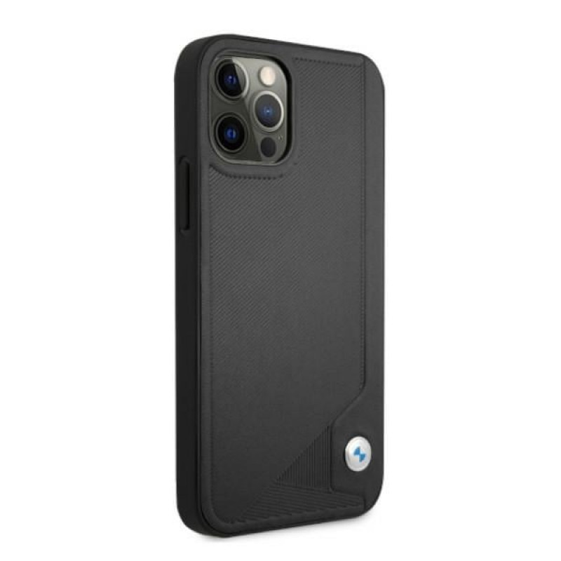 BMW BMHCP12LRCDPK Apple iPhone 12 Pro Max -kovakotelo Leather Deboss, musta