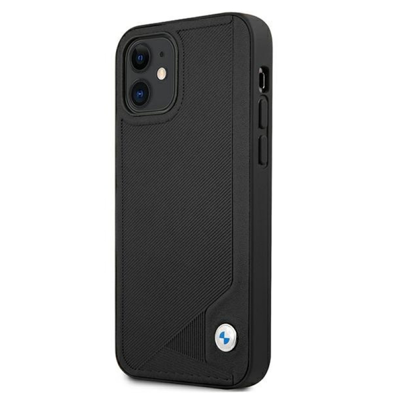 BMW BMHCP12SRCDPK Apple iPhone 12 mini -kovakotelo Leather Deboss, musta