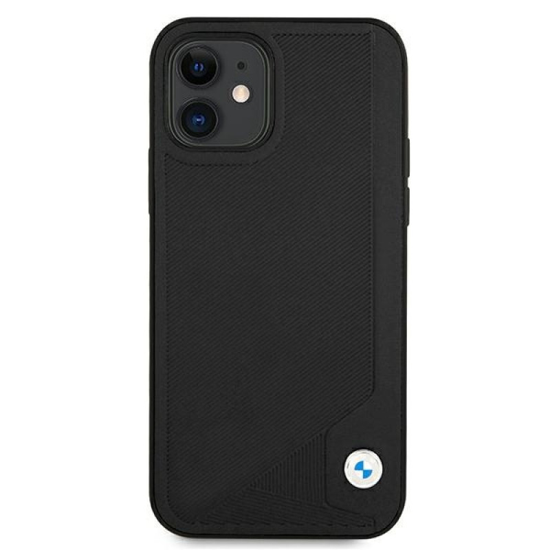 BMW BMHCP12SRCDPK Apple iPhone 12 mini -kovakotelo Leather Deboss, musta