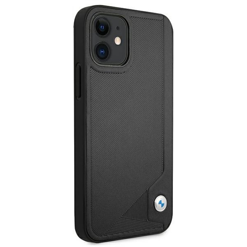 BMW BMHCP12SRCDPK Apple iPhone 12 mini -kovakotelo Leather Deboss, musta