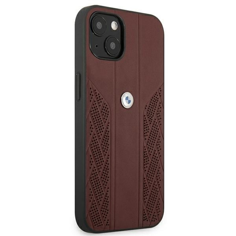 BMW BMHCP13SRSPPR Apple iPhone 13 mini -kovakotelo Leather Curve Perforate, punainen