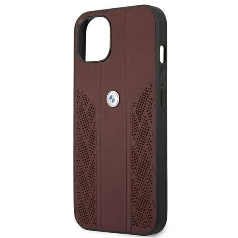 BMW BMHCP13SRSPPR Apple iPhone 13 mini -kovakotelo Leather Curve Perforate, punainen
