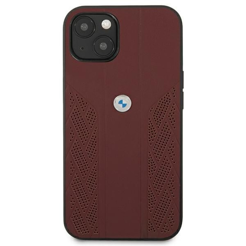 BMW BMHCP13MRSPPR Apple iPhone 13 -kovakotelo Leather Curve Perforate, punainen