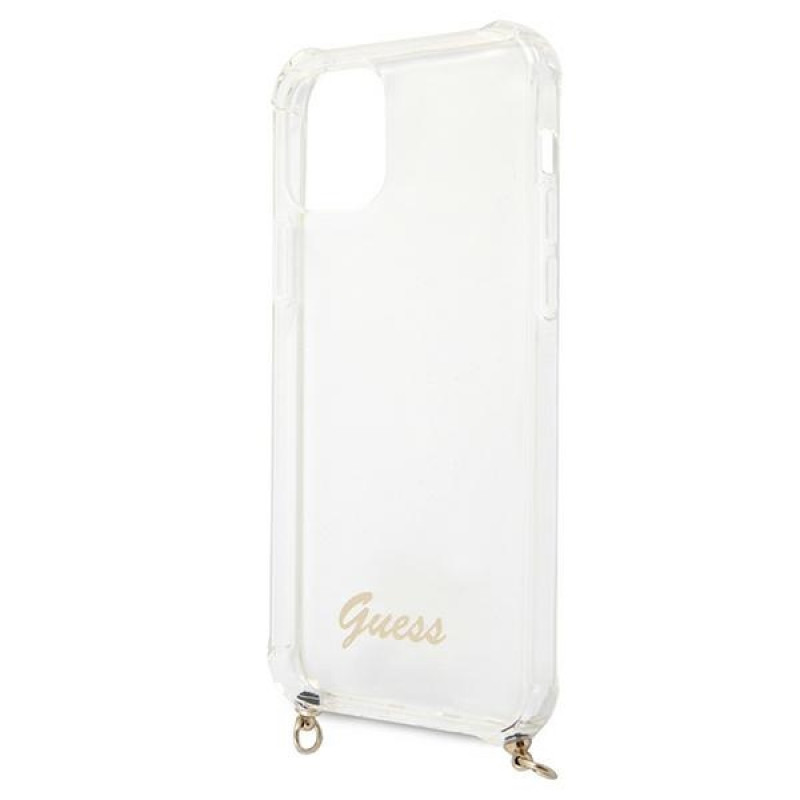 Guess GUHCP12MKC4GSGO Apple iPhone 12 / 12 Pro -kovakotelo 4G Gold Chain, läpinäkyvä
