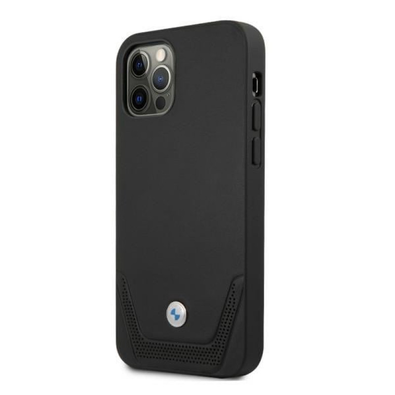 BMW BMHCP12MRSWPK Apple iPhone 12 / 12 Pro hardcase Leather Perforate, musta