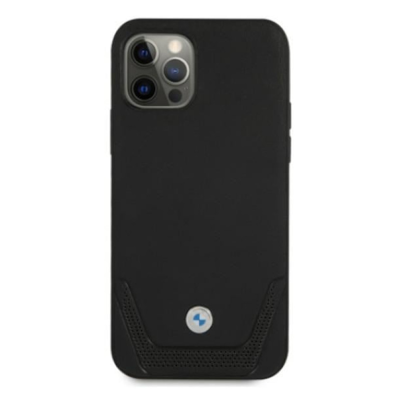 BMW BMHCP12MRSWPK Apple iPhone 12 / 12 Pro hardcase Leather Perforate, musta