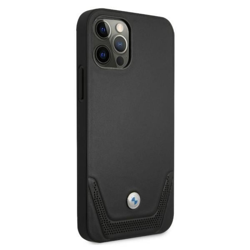BMW BMHCP12MRSWPK Apple iPhone 12 / 12 Pro hardcase Leather Perforate, musta