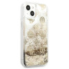 Guess GUHCP13SLGPEGO Apple iPhone 13 mini -kovakotelo Peony Liquid Glitter, kulta