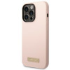 Guess Silicone Metal Logo MagSafe -yhteensopiva kuori Apple iPhone 14 Pro -puhelimelle, pinkki