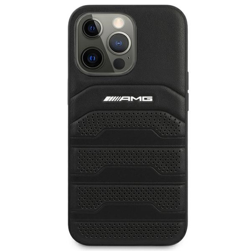 Mercedes-AMG AMHCP14LGSEBK Apple iPhone 14 Pro -kovakotelo, Leather Debossed Lines, musta