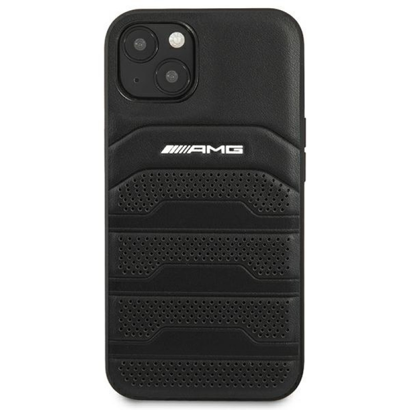 Mercedes-AMG AMHCP14MGSEBK Apple iPhone 14 Plus / 15 Plus -kovakotelo, Leather Debossed Lines, musta