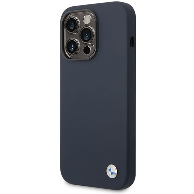 BMW BMHMP14XSILNA Apple iPhone 14 Pro Max -kuori, Silicone Metal Logo MagSafe, navy