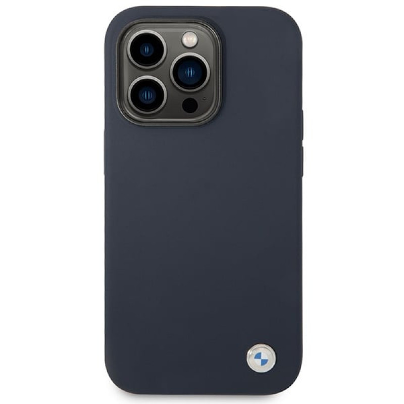 BMW BMHMP14XSILNA Apple iPhone 14 Pro Max -kuori, Silicone Metal Logo MagSafe, navy