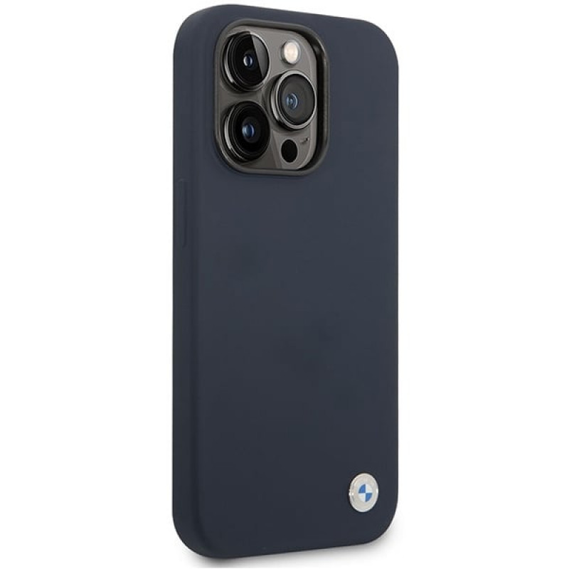 BMW BMHMP14XSILNA Apple iPhone 14 Pro Max -kuori, Silicone Metal Logo MagSafe, navy