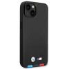 BMW BMHMP14S22PTDK Apple iPhone 14 -kotelo, Leather Stamp Tricolor MagSafe, musta