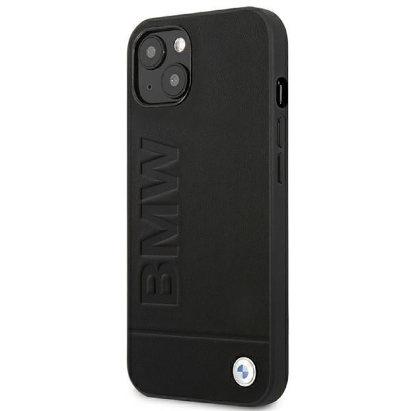BMW BMHCP14MSLLBK Apple iPhone 14 Plus / 15 Plus -kuori, Leather Stamp, musta