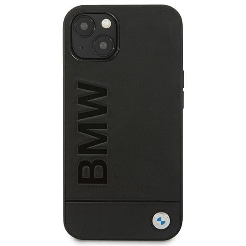BMW BMHCP14MSLLBK Apple iPhone 14 Plus / 15 Plus -kuori, Leather Stamp, musta