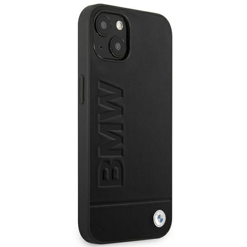 BMW BMHCP14MSLLBK Apple iPhone 14 Plus / 15 Plus -kuori, Leather Stamp, musta
