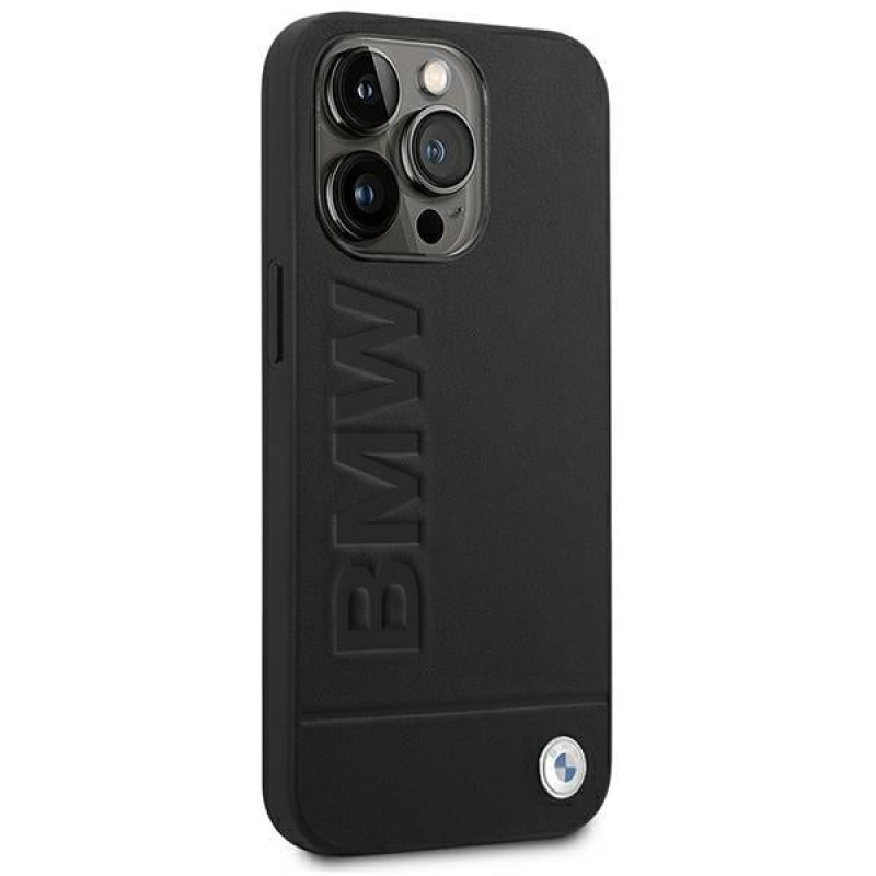 BMW BMHCP14LSLLBK Apple iPhone 14 Pro -kotelo, Leather Stamp, musta