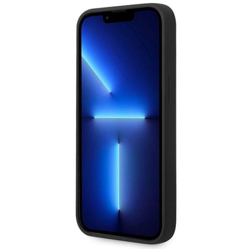 BMW BMHCP14MSILBK Apple iPhone 14 Plus / 15 Plus -kuori, Silicone Metal Logo, musta