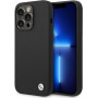 BMW BMHCP14XSILBK Silicone Metal Logo -kovakotelo Apple iPhone 14 Pro Max 6.7" -puhelimelle, musta