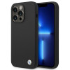 BMW BMHCP14XSILBK Silicone Metal Logo -kovakotelo Apple iPhone 14 Pro Max 6.7" -puhelimelle, musta