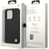BMW BMHCP14XSILBK Silicone Metal Logo -kovakotelo Apple iPhone 14 Pro Max 6.7" -puhelimelle, musta
