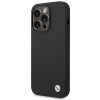 BMW BMHCP14XSILBK Silicone Metal Logo -kovakotelo Apple iPhone 14 Pro Max 6.7" -puhelimelle, musta
