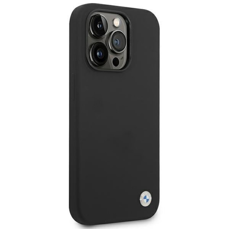 BMW BMHCP14LSILBK Apple iPhone 14 Pro -kotelo, Silicone Metal Logo, musta
