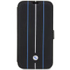 BMW BMBKP14L22RVSK Leather Stamp Blue Lines -kirjakotelo Apple iPhone 14 Pro 6.1" -puhelimelle, musta