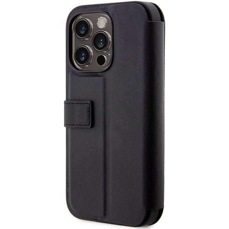 BMW BMBKP14L22RVSK Leather Stamp Blue Lines -kirjakotelo Apple iPhone 14 Pro 6.1" -puhelimelle, musta
