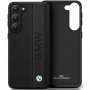 BMW BMHCS23M22RDPK Leather Textured & Stripe -kovakotelo Samsung Galaxy S23+ (S916) -puhelimelle, musta