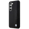 BMW BMHCS23M22RDPK Leather Textured & Stripe -kovakotelo Samsung Galaxy S23+ (S916) -puhelimelle, musta
