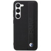 BMW BMHCS23M22RDPK Leather Textured & Stripe -kovakotelo Samsung Galaxy S23+ (S916) -puhelimelle, musta