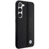 BMW BMHCS23M22RDPK Leather Textured & Stripe -kovakotelo Samsung Galaxy S23+ (S916) -puhelimelle, musta
