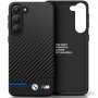 BMW BMHCS23M22NBCK Leather Carbon -kovakotelo Samsung Galaxy S23+ (S916) -puhelimelle, musta