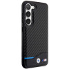 BMW BMHCS23M22NBCK Leather Carbon -kovakotelo Samsung Galaxy S23+ (S916) -puhelimelle, musta