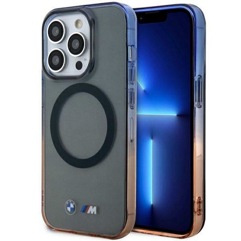 BMW BMHMP14XHTGE Gradient Bumper -kovakotelo Apple iPhone 14 Pro Max -puhelimelle, harmaa, MagSafe