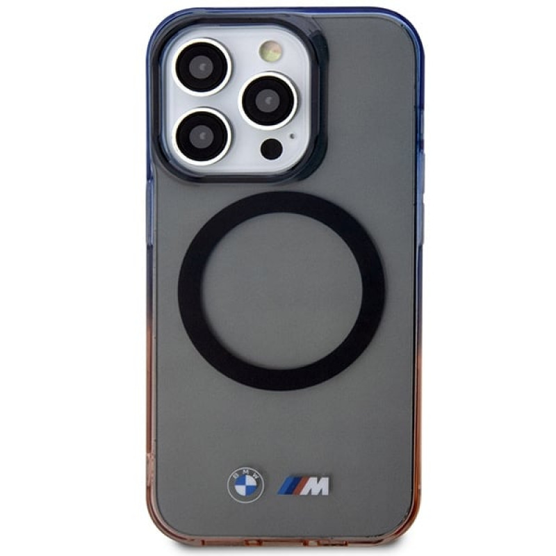 BMW BMHMP14XHTGE Gradient Bumper -kovakotelo Apple iPhone 14 Pro Max -puhelimelle, harmaa, MagSafe