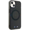 BMW BMHMP14MHGPK Pattern MagSafe -kovakotelo Apple iPhone 14 Plus / 15 Plus -puhelimelle, harmaa