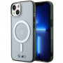 BMW BMHMP14MHCRS Silver Ring MagSafe -kovakotelo Apple iPhone 14 Plus / 15 Plus -puhelimelle, läpinäkyvä