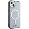 BMW BMHMP14SHCRS Silver Ring MagSafe -kovakotelo Apple iPhone 14 -puhelimelle, läpinäkyvä