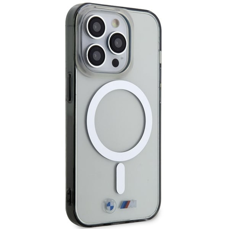 BMW BMHMP14XHCRS Silver Ring MagSafe -kovakotelo Apple iPhone 14 Pro Max -puhelimelle, läpinäkyvä